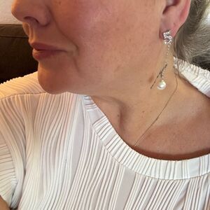 Elegant Silver Pearl Drop Earrings